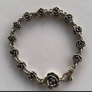 King baby Sterling Silver Rose motif chain bracelet